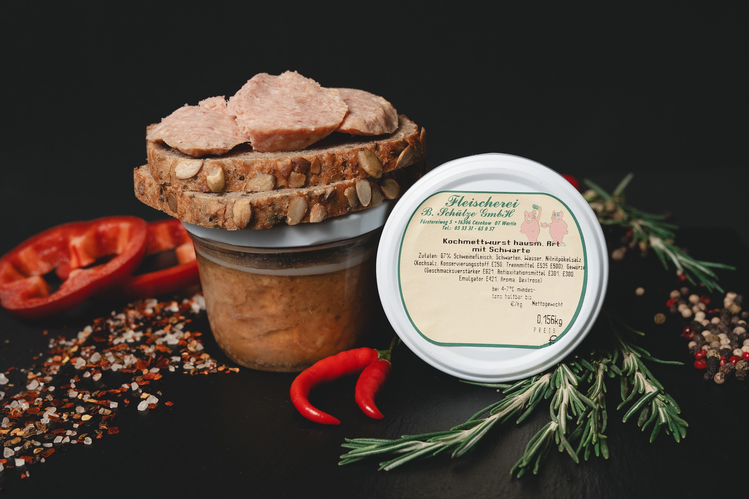 Kochmettwurst hausmacher Art mit Schwarte 