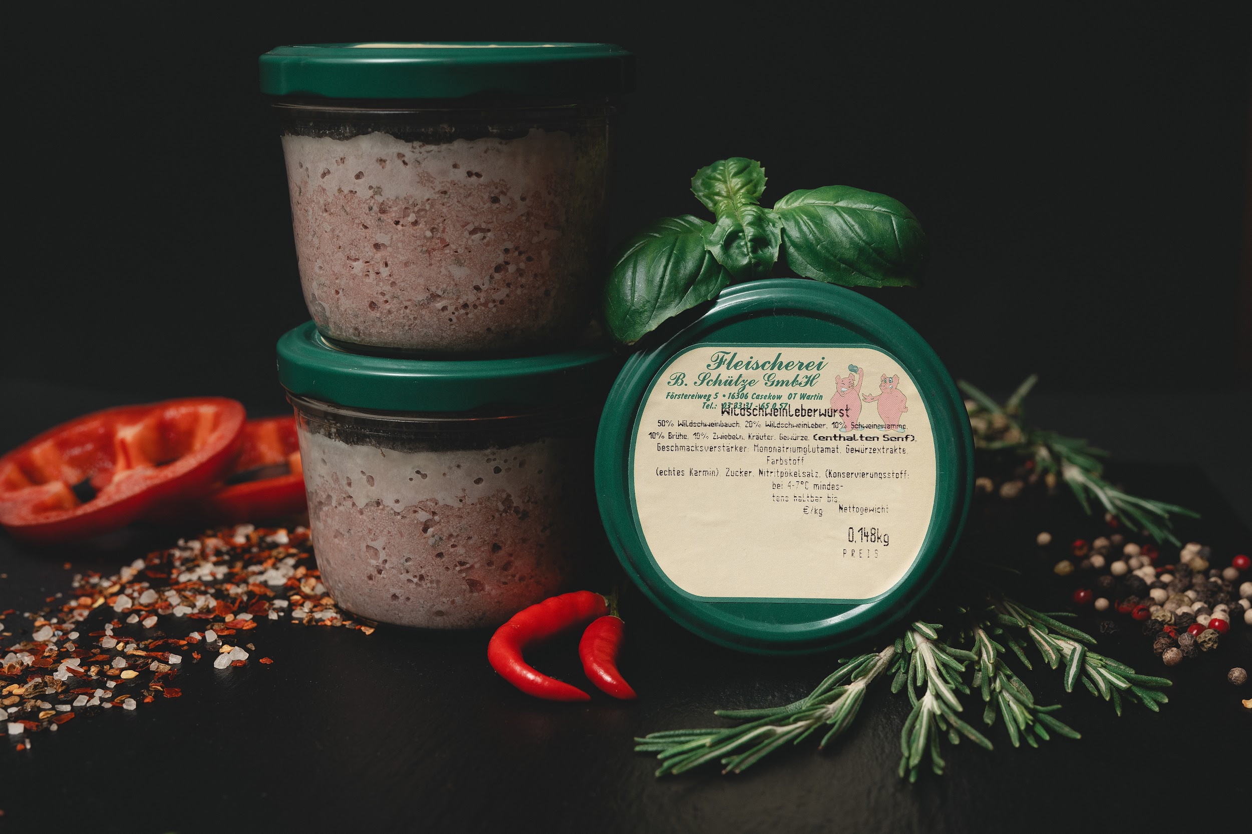 Wildschweinleberwurst im Glas von der Fleischerei Schütze